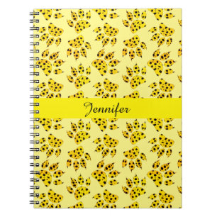Leopard Paw Print Patterns Name hinzufügen Notizblock