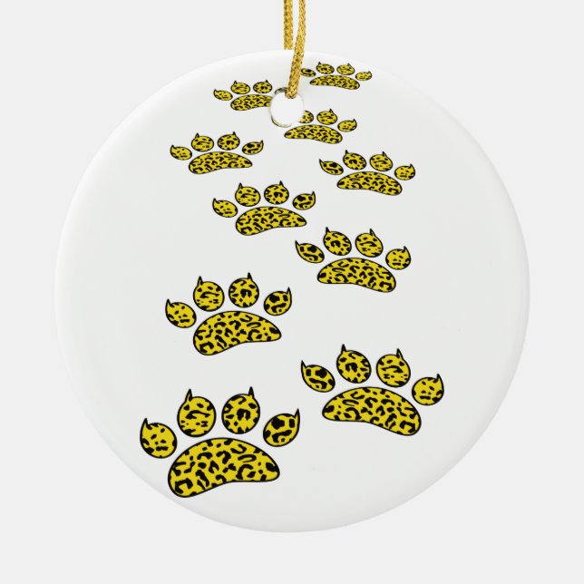 Leopard Paw Print Thread Keramik Ornament (Vorne)