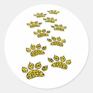 Leopard Paw Print Thread Runder Aufkleber