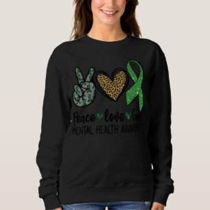 Leopard Peace Liebe heilt grüne Ribbon-Psyche Sweatshirt