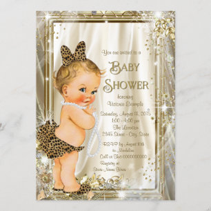 Leopard Pearl Glam Girly Babydusche Einladung