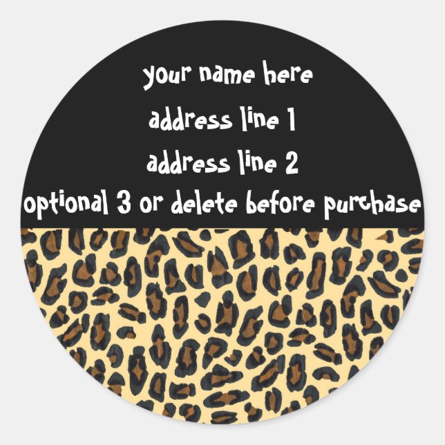 Leopard-Pelz-Druck-Adressen-Etiketten Runder Aufkleber (Vorderseite)
