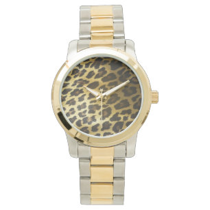 Leopard-Pelz-Druck Armbanduhr