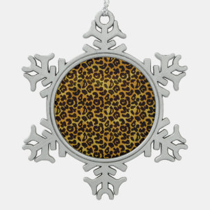 Leopard-Pelz-Druck-Tier-Muster Schneeflocken Zinn-Ornament