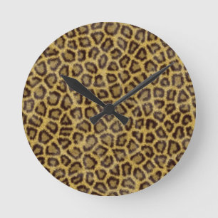 Leopard-Pelz Runde Wanduhr