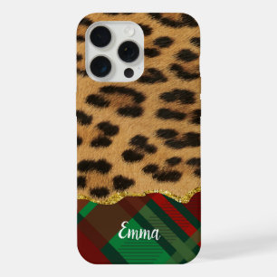 Leopard Pelz und Urlaub Kariert iPhone 15 Pro Max Hülle