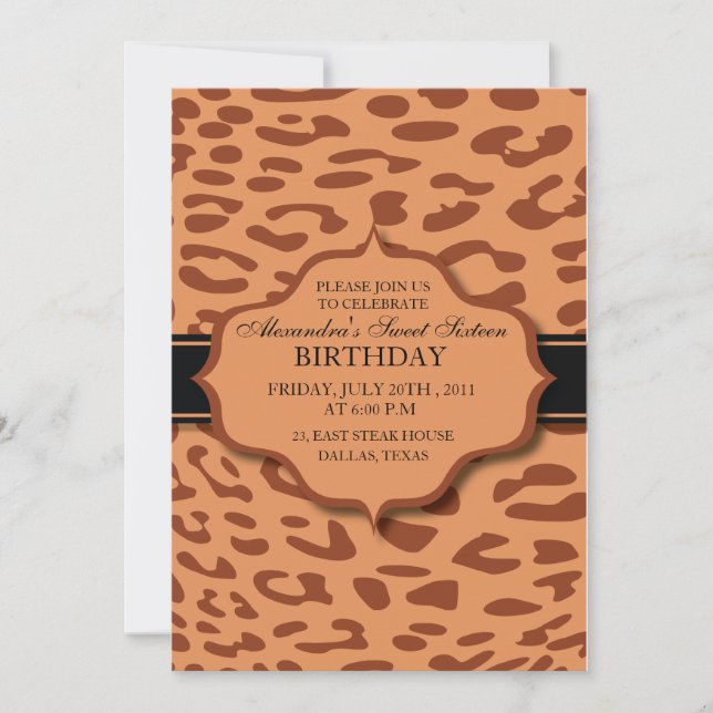 Léopard - peu commun - invitations d'anniversaire (Devant)