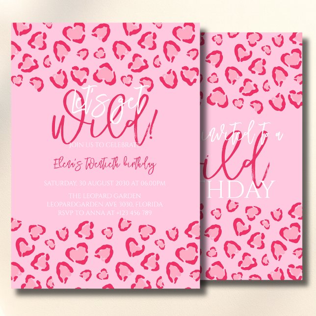 Leopard Pink Birthday Stylish Animal Print Party Einladung (Von Creator hochgeladen)