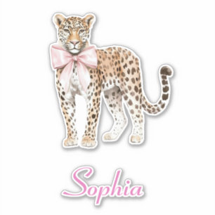 Leopard Pink Bow Aufkleber