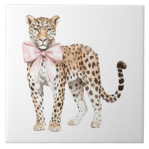 Leopard Pink Bow Fliese