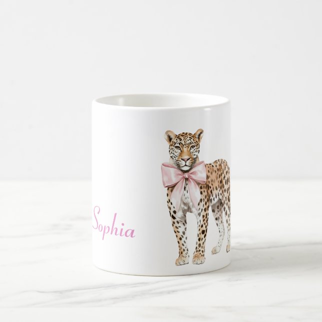 Leopard Pink Bow Kaffeetasse (Mittel)