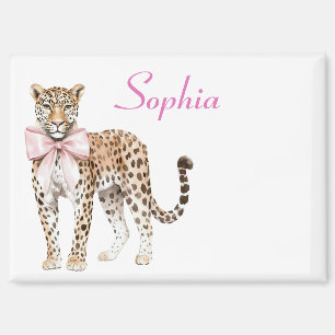 Leopard Pink Bow Magnet