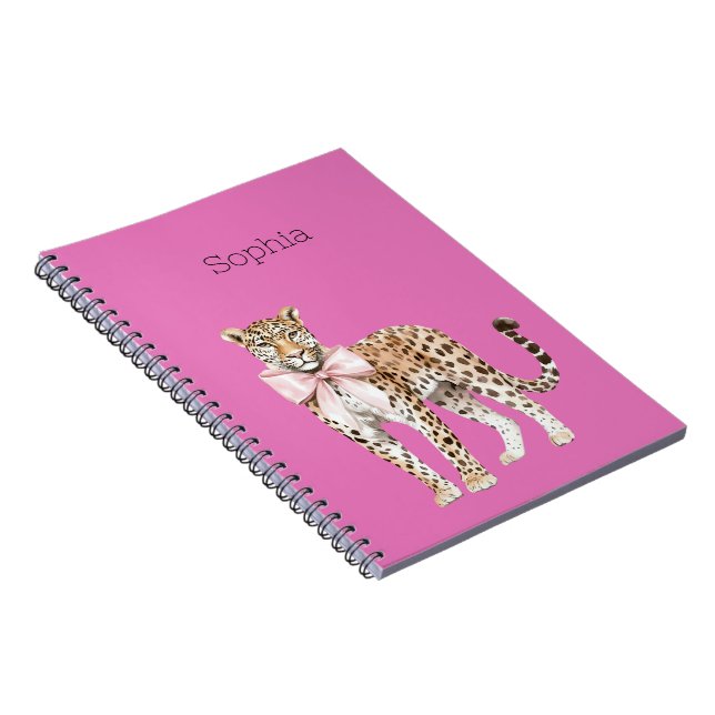 Leopard Pink Bow Notizblock (Rechte Seite)