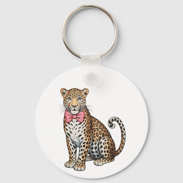 Leopard Pink Coquette Bow Girly Sublimation Art Schlüsselanhänger (Vorderseite)