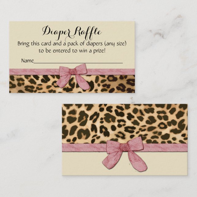 Leopard Pink Girl Duschkabine Windelwanne Windelwa Visitenkarte (Vorne/Hinten)