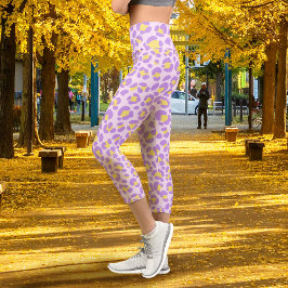 Leopard Pink Lila gelb Capri Leggings