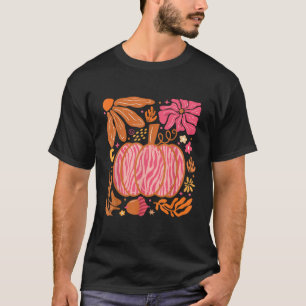 Leopard Pink Pumpkin Boho Floral Herbstwoben T-Shirt