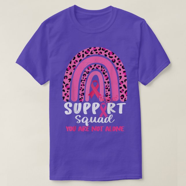Leopard Pink Rainbow Support Squad Brustkrebs A T-Shirt (Design vorne)