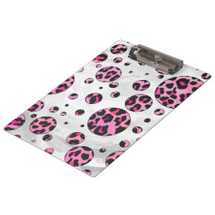 Leopard Polka Dot Black und Hot Pink Print Klemmbrett