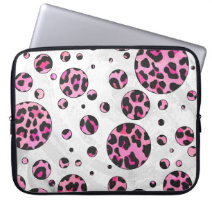 Leopard Polka Dot Black und Hot Pink Print Laptopschutzhülle