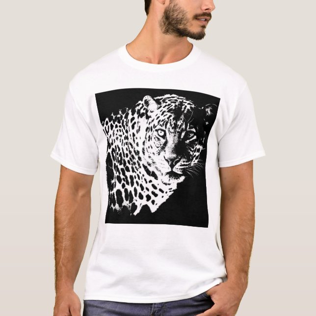 Leopard Pop Art Template Moderne Mens T-Shirt (Vorderseite)