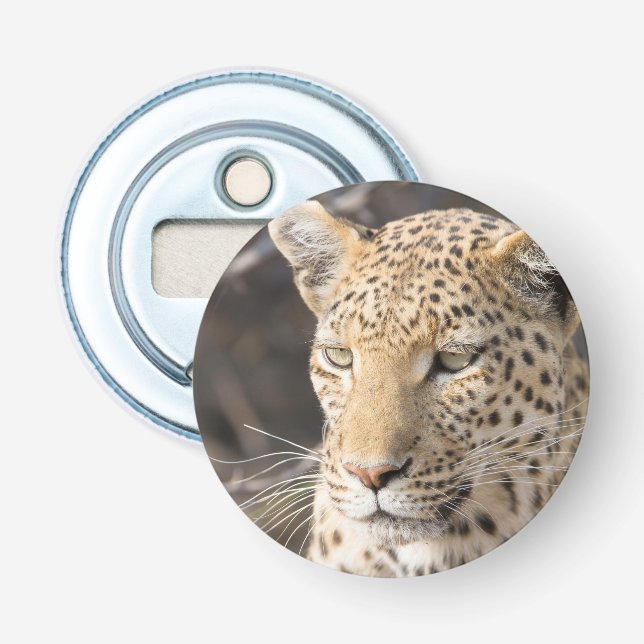 Leopard-Portrait Flaschenöffner (Vorderseite)