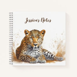 Leopard Portrait Personalisierter Name Notizbuch