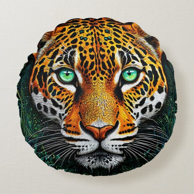Leopard-Portrait Rundes Kissen (Vorderseite)