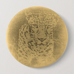 Leopard-Porträt-Vintager Knopf Button