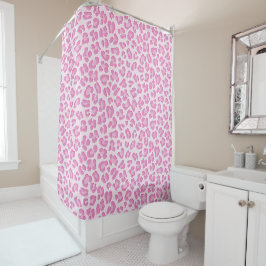 Leopard Preppy Pink Line Duschvorhang