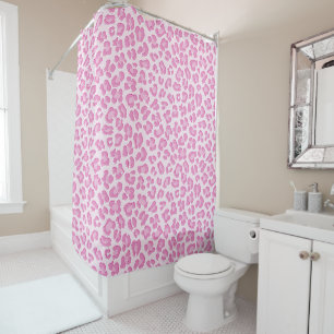 Leopard Preppy Pink Line Duschvorhang