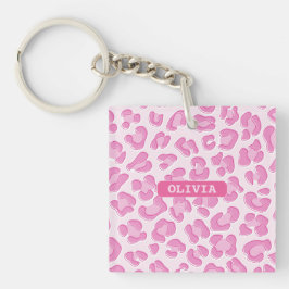 Leopard Preppy Pink Line Schlüsselanhänger