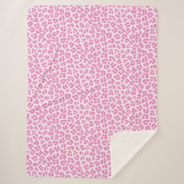 Leopard Preppy Pink Line Sherpadecke (Vorderseite)