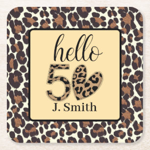 Leopard Print 50. Geburtstag Rechteckiger Pappuntersetzer