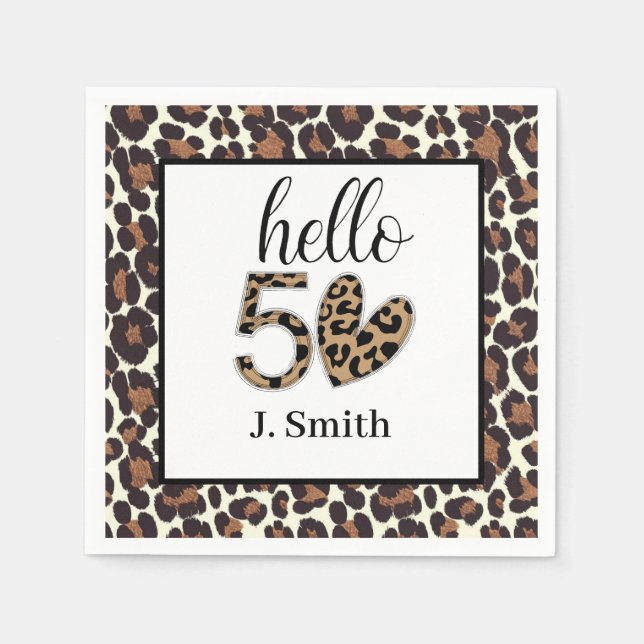 Leopard Print 50. Geburtstag Serviette (Vorderseite)