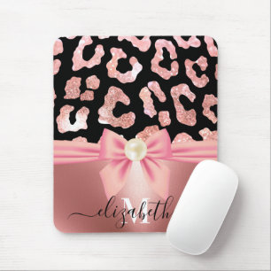 Leopard Print and Bow Mousepad