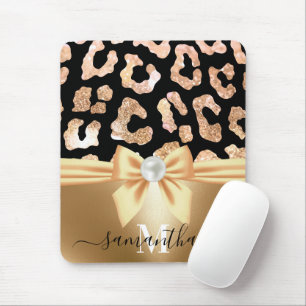 Leopard Print and Bow Mousepad