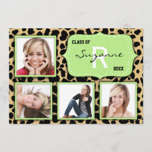 Leopard Print and Mint Accent Party Foto laden Einladung