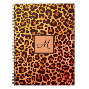Leopard Print Animal Cheetah Orange Monogram Notizblock