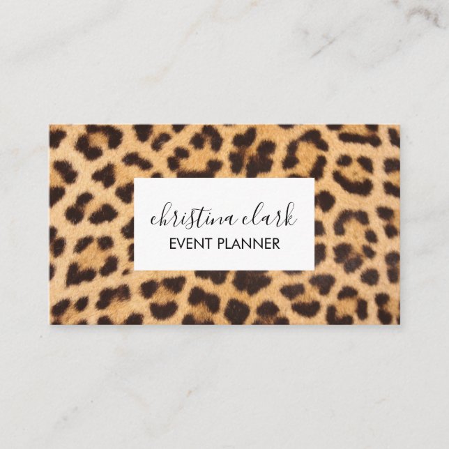 Leopard Print Animal Muster Custom Personalisiert Visitenkarte (Vorderseite)