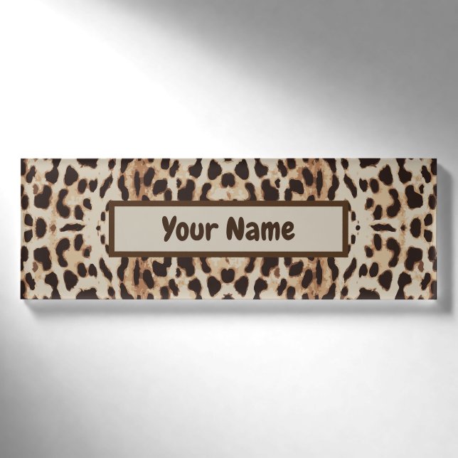 Leopard Print Animal Muster Namenschild (Vorderseite)