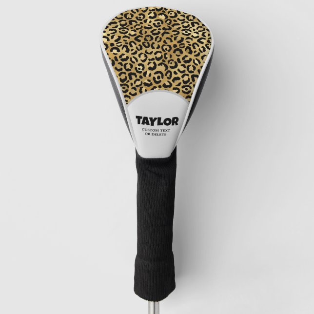 Leopard Print Animal Muster Personalisiert Text Golf Headcover (Vorderseite)