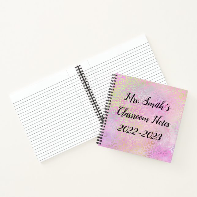 Leopard Print Back to School Monogram Notebook Notizbuch (Innenseite)