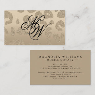 Leopard Print Beige Monogram Visitenkarte