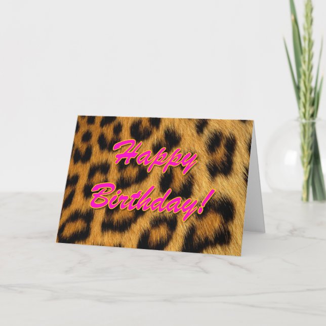 Leopard Print Birthday Card Karte (Vorderseite)
