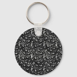 Leopard Print Black and Silver Gray Schlüsselanhänger