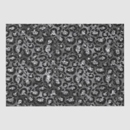 Leopard Print Black and Silver Gray Seidenpapier