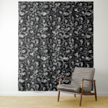 Leopard Print Black and Silver Gray