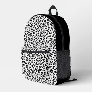 Leopard Print Black and White Bedruckter Rucksack