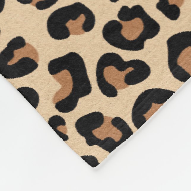 Leopard Print, Black, Brown, Rust und Tan Fleecedecke (Ecke)